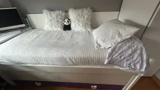 Habitación juvenil blanca y morada, 90/180