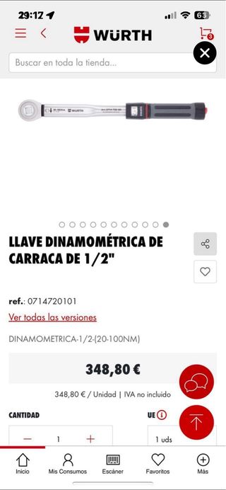 Llave dinamométrica Würth 20-100 Nm