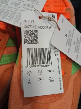 Adidas Gazelle Indoor Naranja/Verde Talla 40