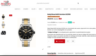 Reloj Diesel DZ2196 Negro y Dorado