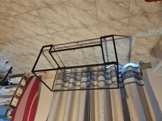 Mesa de centro cristal y metal negra