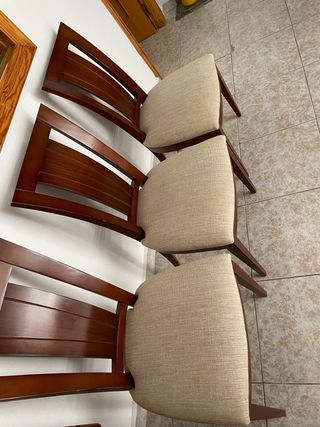 Pack 3 Sillas Madera Tapizadas Beige
