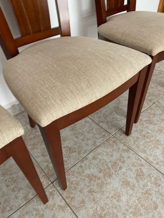 Pack 3 Sillas Madera Tapizadas Beige