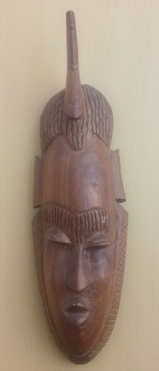 Máscara Africana Antiga Madeira 37cm