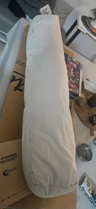 Sofá 3 plazas blanco tela y plumon