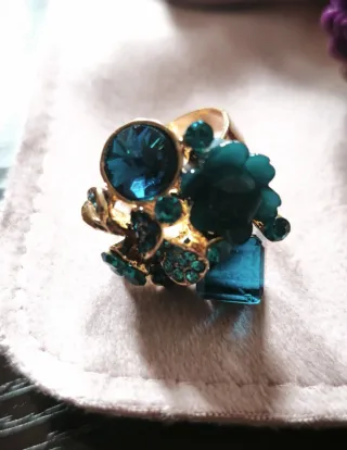 Lote 5 Anillos Bisutería Flor y Piedras