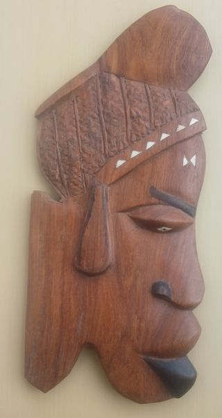 Máscara Africana Antiga Madeira 39,5cm