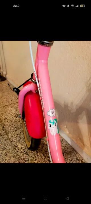 Bicicleta infantil rosa con unicornios