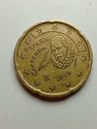 Moneda 20 céntimos España 1999 Cervantes
