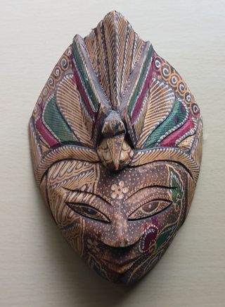 Máscara Indonésia Madeira/Cortiça 14cm