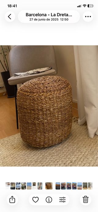 Puf de yute y mimbre