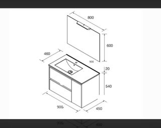 Mueble de baño 90 cm madera marrón y porcelana