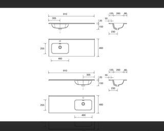 Mueble de baño 90 cm madera marrón y porcelana