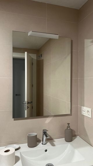 Mueble de baño 90 cm madera marrón y porcelana