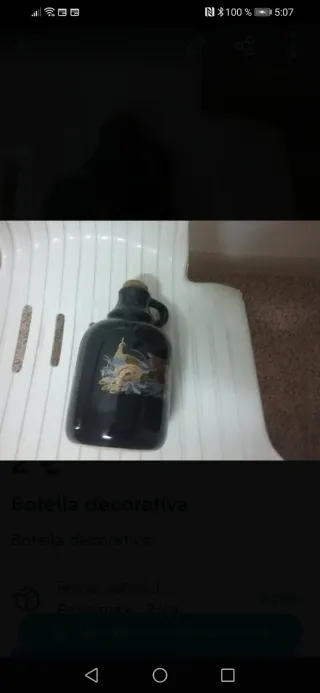 Botella Decorativa Cerámica Negra