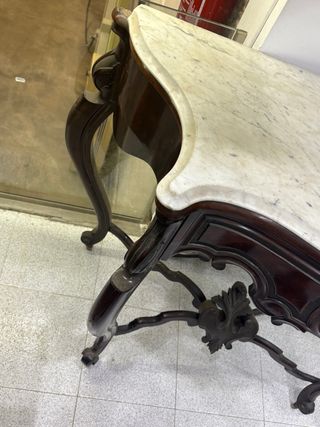 Mesa consola antigua mármol y madera