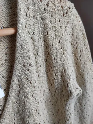 Cardigan cruzada jersey Zara Beige dorado lurex