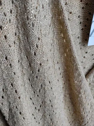 Cardigan cruzada jersey Zara Beige dorado lurex