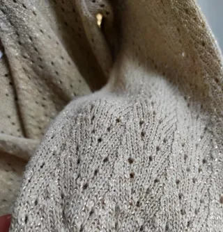 Cardigan cruzada jersey Zara Beige dorado lurex