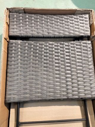 vidaXL Sillas cafetería Plegables 2 uds Acero y ratán sintético Gris