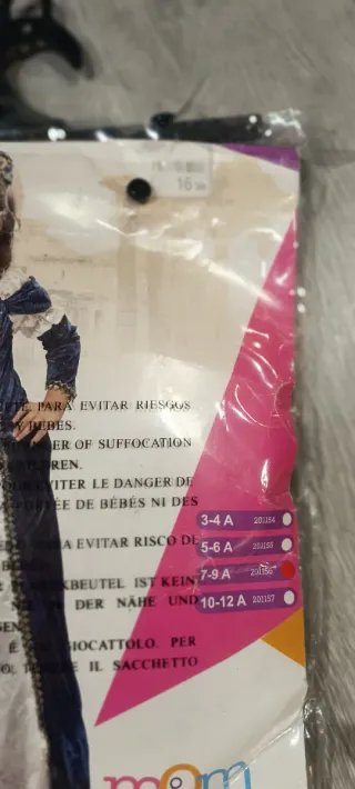 Disfraz Dama Medieval Azul y Blanco 7/9 años