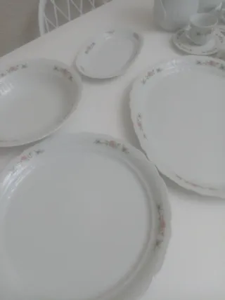 Vajilla de porcelana con flores rosas