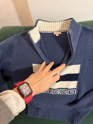 Jersey Gocco talla 11/12azul con cremallera y logo