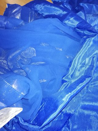 Traje Anarkali India Azul y Plateado