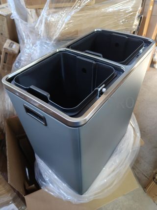 Cubo de Basura, 2 x 30 L, 2 Cubos, Reciclaje, Pedal de Metal