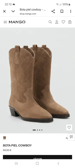 Botas cowboy ante beige talla 38