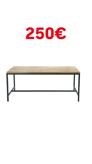 Mesa comedor abeto macizo y metal