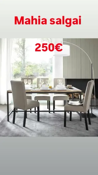 Mesa comedor abeto macizo y metal