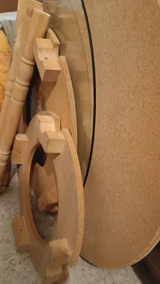 Mesa camilla madera con cristal y brasero