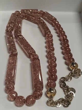 Collana vintage con perle rosate e oro