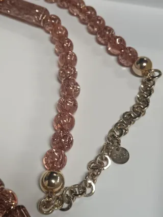 Collana vintage con perle rosate e oro