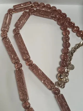 Collana vintage con perle rosate e oro