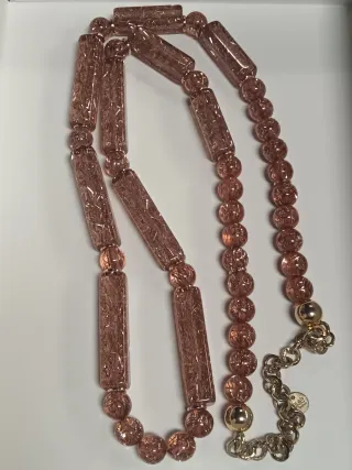 Collana vintage con perle rosate e oro