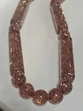 Collana vintage con perle rosate e oro