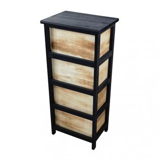 Cassettiera Moderna 4 Cassetti Legno Nero 77 cm