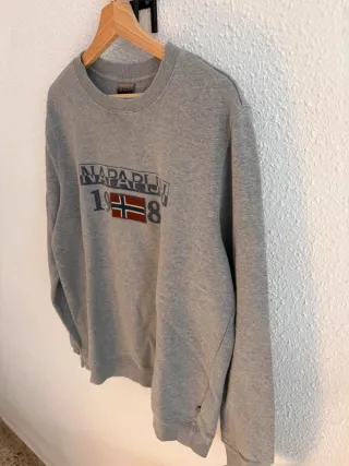 Sudadera Napapijri Gris Básica Logo 1987