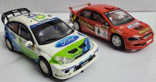 Lote Scalextric Ford Focus WRC y Mitsubishi Evo
