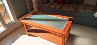 Mesa de centro madera y cristal
