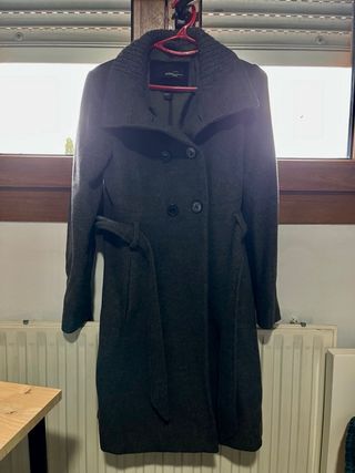 Abrigo paño gris Mango