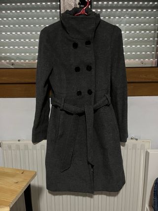 Abrigo paño gris Mango