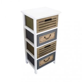 Cassettiera Vintage Legno Juta Maniglie Retro 73cm