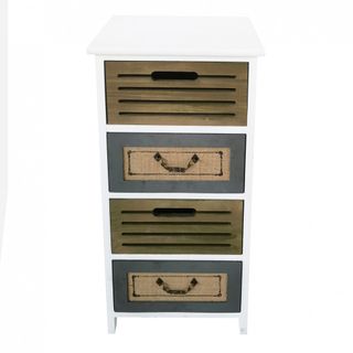 Cassettiera Vintage Legno Juta Maniglie Retro 73cm