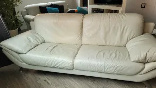 Sofá de piel blanco 2 plazas