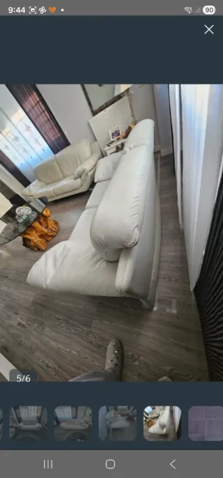 Sofá de piel blanco 2 plazas