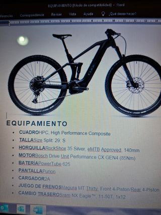 Bicicleta Eléctrica Cube Talla S