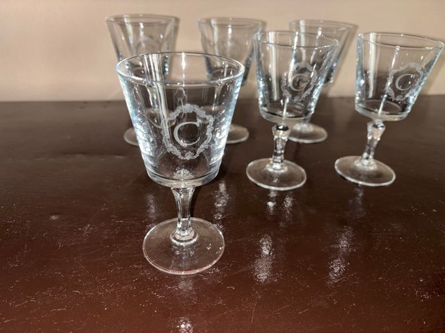6 Bicchierini Cristallo Incisi